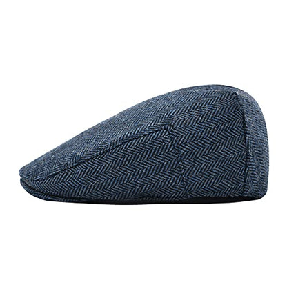 STARANCE Men Wool Blend Newsboy Cap Flat Hat - color: Herringbone Navy, size: 7 1/4
