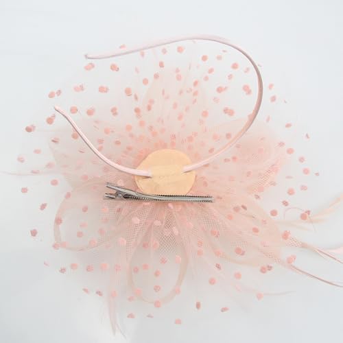 WLBON Fascinators Hat 20s 50s Headband Hair Clips Flower Mesh Veil Feather Headpiece Headwear Women Halloween Carnival Cocktail Wedding Church Cosplay Dress Up Birthday Tea Party Accessories Champagne - color: Champagne Tone