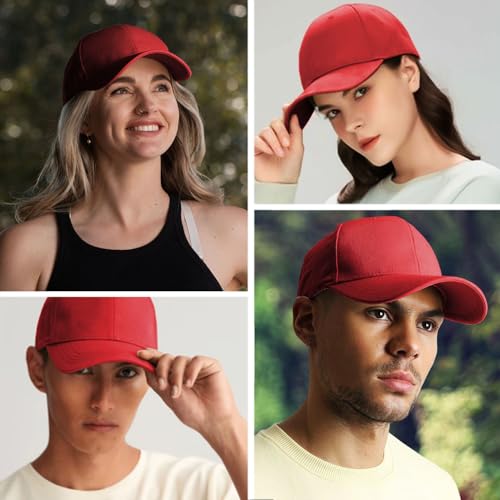 Adjustable Cotton Baseball Cap for Men Women - color: Red