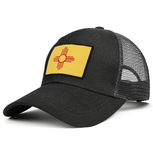 Embroidered State Flag Trucker Hat Mesh Adjustable Snapback Baseball Cap for Men Women - color: New Mexico