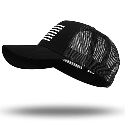 American Flag Trucker Hat - Snapback Hat, Baseball Cap for Men Women - Breathable Mesh Side, Adjustable Fit - for Casual Wear - color: Black