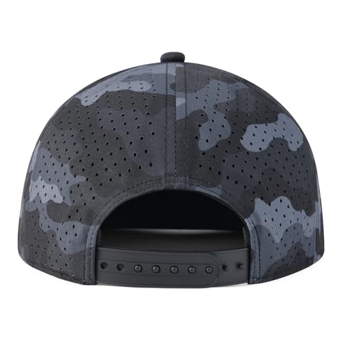 FEINION Men Laser Mesh Flat Brim Snapback Baseball Cap - color: Grey Camouflage