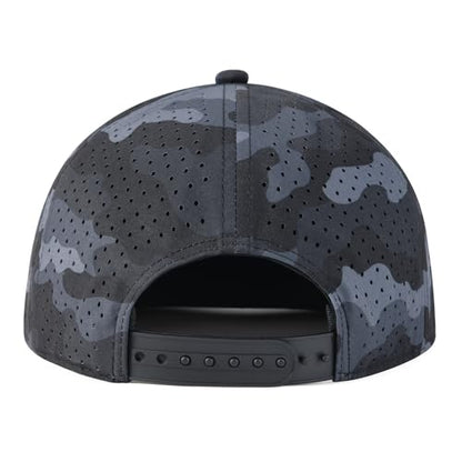 FEINION Men Laser Mesh Flat Brim Snapback Baseball Cap - color: Grey Camouflage