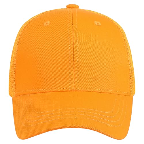 Falari Trucker Hat Baseball Cap Structured Plain Design 6 Panel, Adjustable Size - color: 1pk Gold