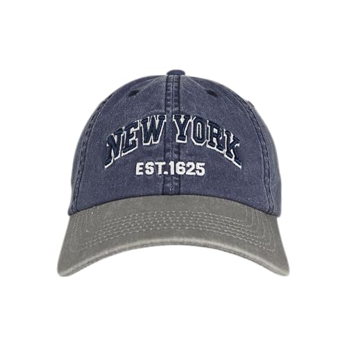 E BY ELIDAN NY Dad Hat, New York EST.1625 Cotton Baseball Cap Women & Men - color: Navy Chrome