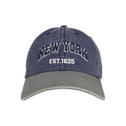 E BY ELIDAN NY Dad Hat, New York EST.1625 Cotton Baseball Cap Women & Men - color: Navy Chrome