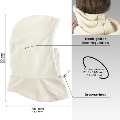 Fleece Balaclava Over Helmet - Warm Helmet Ninja Hood - Snowboard Hooded Hat Neck Gaiter Ski Mask - color: Sand, size: One Size