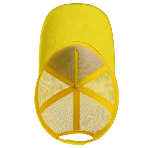Suede Curved Brim Trucker Cap Adjustable Snapback Hat Mesh Back Breathable for Men Women 2 Pack SH03 - color: Pack of 2, Black & Yellow