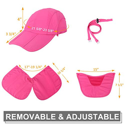 CRISTGEE Foldable Sun Cap, Fishing Hats, UPF 50+ Protection Caps with Face Mask Neck Flap - color: Rose
