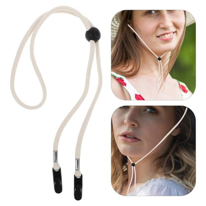 UPKOCH Hat Clips for Wind, White Hat Chin Strap Clip with Polyester Cord, Strap Retainer for Baseball Caps Bucket Sun Fishing Travel