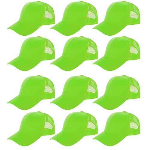 ZH 12 Pack Mesh Trucker Hats, Bulk Baseball Caps for Men and Women, Trucker Cap Wholesale - color: Light Green