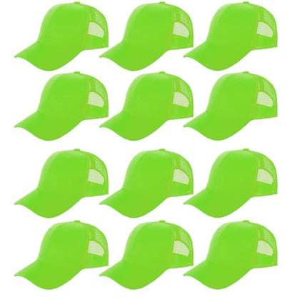 ZH 12 Pack Mesh Trucker Hats, Bulk Baseball Caps for Men and Women, Trucker Cap Wholesale - color: Light Green
