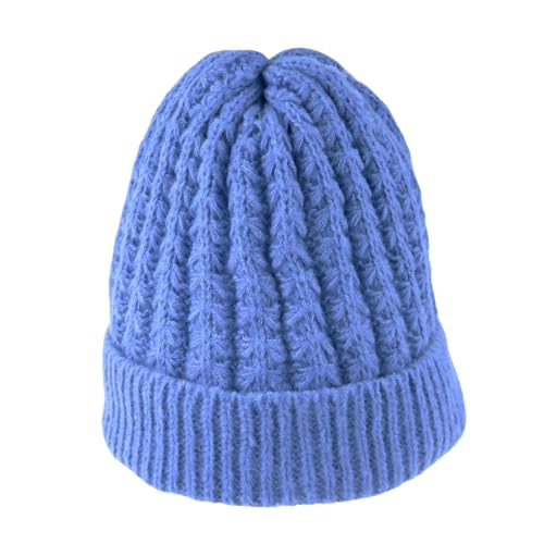 Humble Hilo Knit Hats Beanies for Women Winter Pom Beanie Men or Women Beanies Cable Knit Beanie - color: Denim