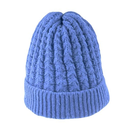 Humble Hilo Knit Hats Beanies for Women Winter Pom Beanie Men or Women Beanies Cable Knit Beanie - color: Denim