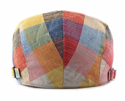 DIYDECAL Plaid Newsboy Hats Retro Flat Cap Gatsby Cabbie Driving Hat for Mens Womens - color: Yellow Colorful