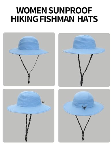 UPF50+ Bucket Hat, Wide Brim Sun Cap - color: Airy Blue