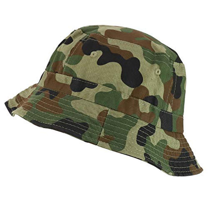 Armycrew Pigment Dyed Washed 100% Cotton Unisex Bucket Hat - color: Green Camo
