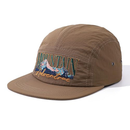 Quick Dry 5 Panel Hats for Men Waterproof Flat Brim Hat Lightweight 5-Panel Baseball Caps Casual Trucker Snapback Hat - color: Mg-pym2575-khaki