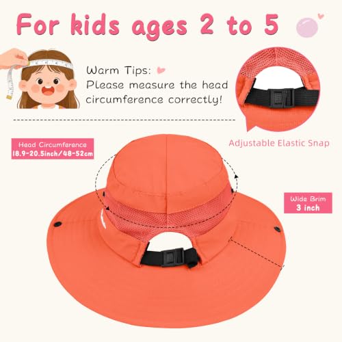 ZOORON Kids Girls Ponytail Sun Hat UPF 50+ Breathable Mesh Water-Resistant - color: Solid Orange