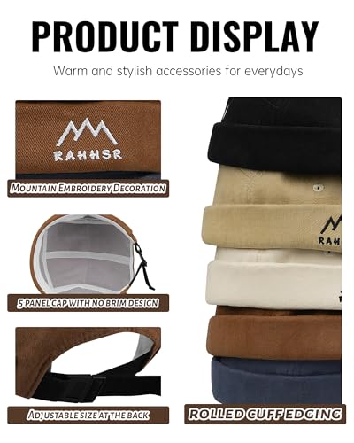 Croogo Swag Brimless Hats Rolled Cuff Beanie Docker Cap 5 Panel Hat Caps Fisherman Leon Hat Skullcap Daily Landlord Hats - color: Dbh03-brown
