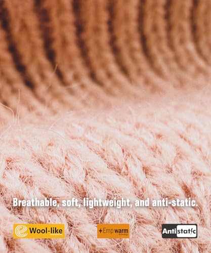EMPIRELION Wool-Like Cuff Beanie, 0% Wool Itch-Free, Thick Thermal Knit Warm Winter Hats,Soft Stretch Outdoor Cap - color: Iced Sakura