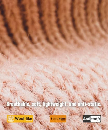 EMPIRELION Wool-Like Cuff Beanie, 0% Wool Itch-Free, Thick Thermal Knit Warm Winter Hats,Soft Stretch Outdoor Cap - color: Iced Sakura