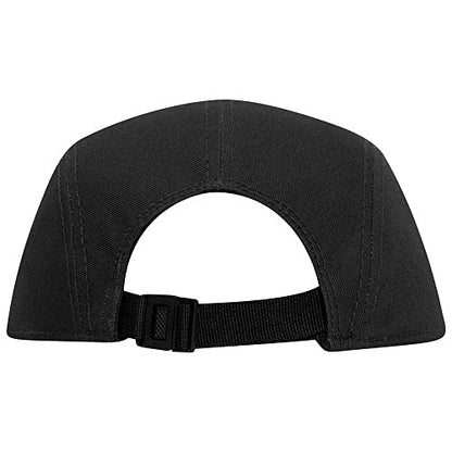 Ashen Fane 5 Panel Superior Cotton Twill Square Flat Visor Adjustable Camper Hat - color: Black