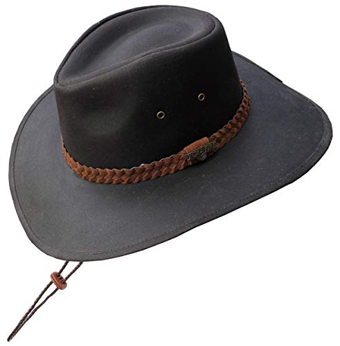 Foxfire Outback Trail Oilcoth Oilskin Rainier Hat Black or Brown - color: Brown, size: Small