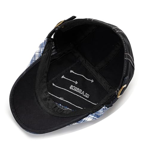 QHFHULV Newsboy Cap for Men Cotton Flat Gatsby Ivy Golf Cabbie Driving Hat - color: Patchwork Black