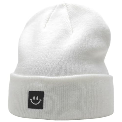 55cube Unisex Winter Beanie Hats Warm Thick Knit Cuffed Skullcaps - color: Solid White