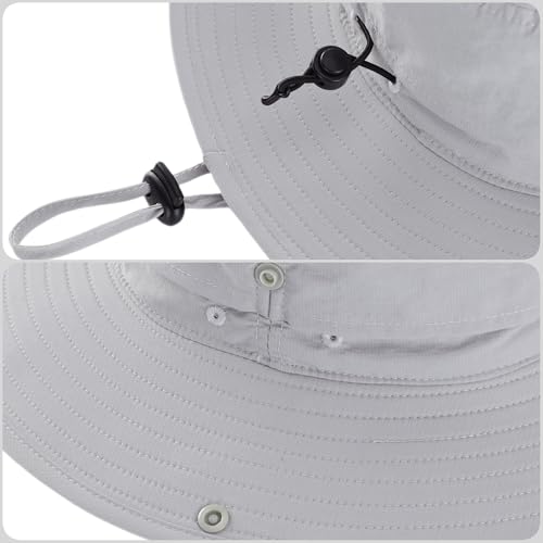 Connectyle Sun Hat for Men Women Outdoor UV Protection Safari Hat for Fishing Hiking Gardening Breathable Cowboy Hat UPF50 - color: Light Grey