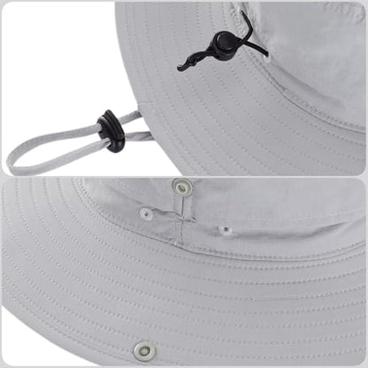 Connectyle Sun Hat for Men Women Outdoor UV Protection Safari Hat for Fishing Hiking Gardening Breathable Cowboy Hat UPF50 - color: Light Grey
