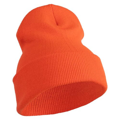 e4Hats.com 12 inch Cuffed Knit Long Beanie - color: Blaze Orange