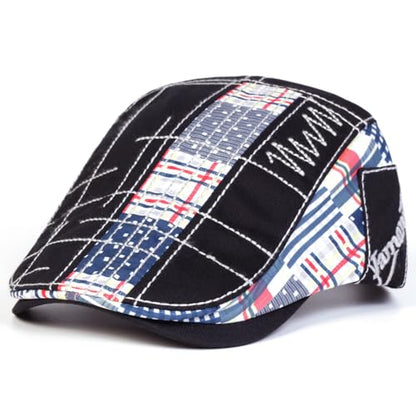 Classic Flat Cap for Men, Adjustable Cotton Newsboy Cap - color: Black 2
