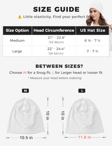 ROYBENS Lightweight 100% Cotton Slouchy Summer Beanie Men Women, Chemo Cap - color: 1pc White, size: Large