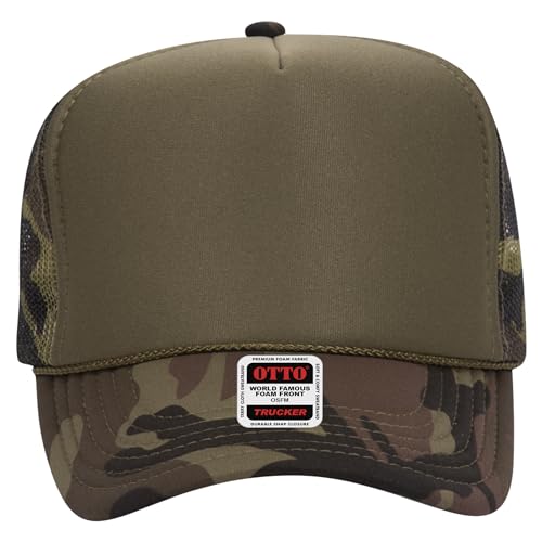 BROTHER TRUCKERS The World's Greatest Camouflage Patterned Trucker Hat Blanks - Wholesale Bulk Unisex Snapback Hats - color: Dark Green Camo Poly