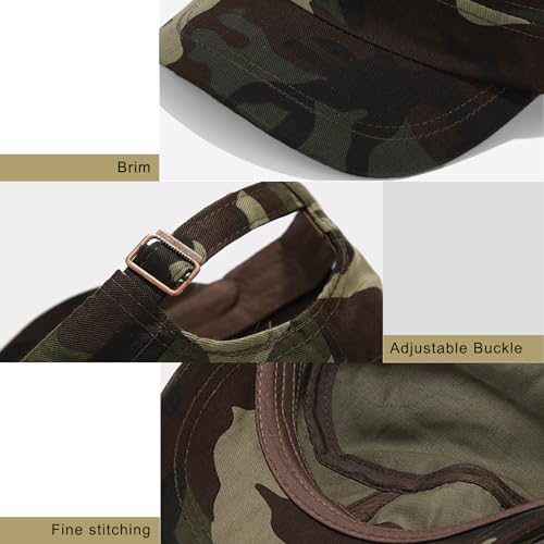 Cadet Army Cap Military Style Hats Flat Top Cap Baseball Hat for Men Women - color: Brown Camo