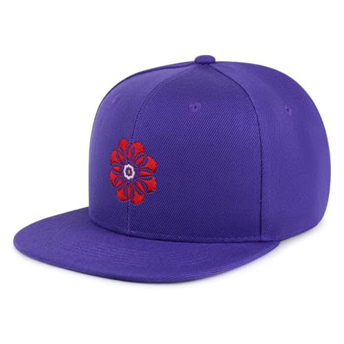 Flower Ornament Hip-Hop Snapback Hat Embroidered Baseball Cap Floral Embellishment - color: 05. Purple