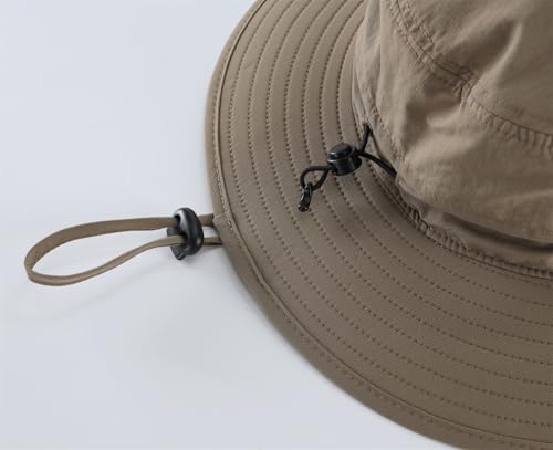 Connectyle Sun Hat for Men Women Outdoor UV Protection Safari Hat for Fishing Hiking Gardening Breathable Cowboy Hat UPF50 - color: Dark Khaki