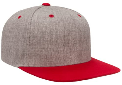 Yupoong Classics 6089 Wool-Blended Snapback Cap Bundle w/Cap Catcher - color: Heather/Red