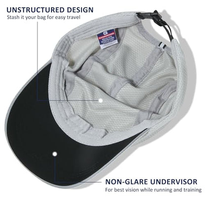 GADIEMKENSD Women's Race Day Running Cap Performance Mesh Hat - Excellent Ventilation, Lightweight, Reflective Safety - color: Light Gray