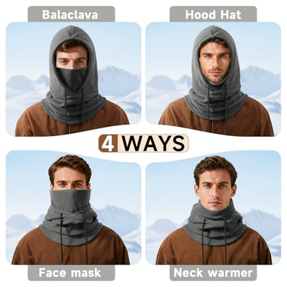 Winter Balaclava Ski Face Mask: Men Women Warm Windproof Face Cover Hat - color: Grey