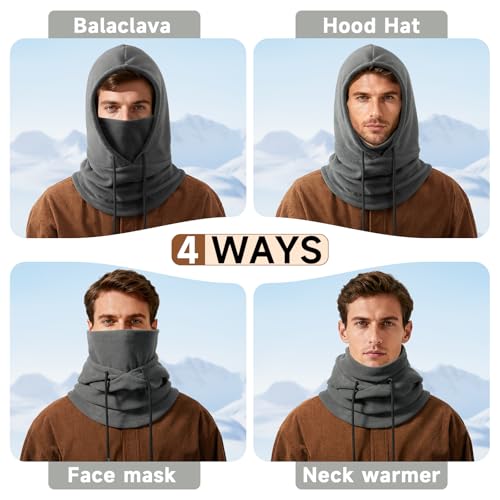 Winter Balaclava Ski Face Mask: Men Women Warm Windproof Face Cover Hat - color: Grey