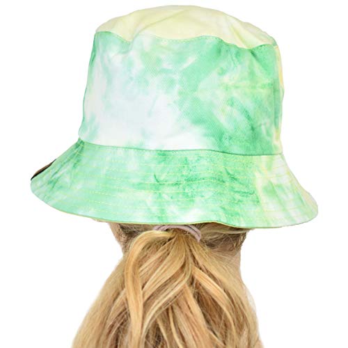 C.C Unisex 100% Cotton Packable Reversible Tie Dye Bucket Sun Hat - color: Mint/Lime