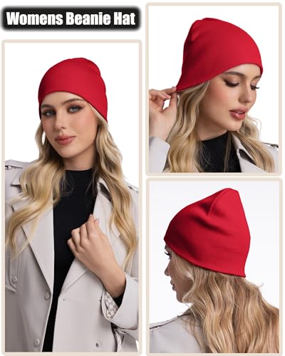 100% Cotton Beanie Hat Cuffless Beanies Warm Knit Winter Skull Cap - color: 1pcs-red