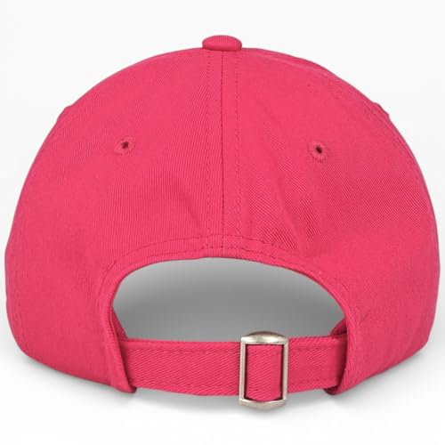 E BY ELIDAN New York Hat, Embroidered Cotton Dad Hat, Adjustable NYC Cap - color: Hot Pink