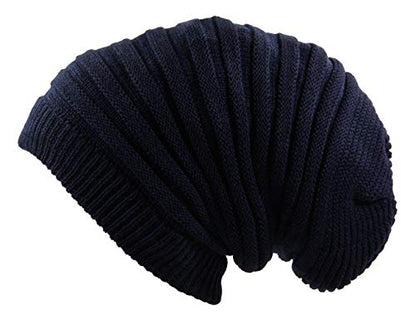 RW Rasta Long Slinky Beanie Hats - color: Navy