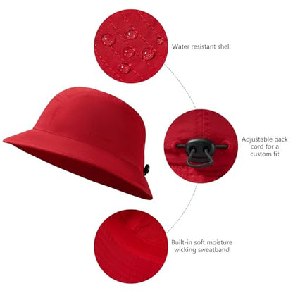 BASSDASH UPF50+ Fishing Bucket Hat for Men Women Lightweight Water Resistant Packable Outdoor Summer Sun Hats FH13 - color: Red