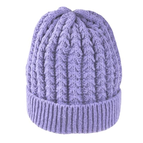 Humble Hilo Knit Hats Beanies for Women Winter Pom Beanie Men or Women Beanies Cable Knit Beanie - color: Lilac