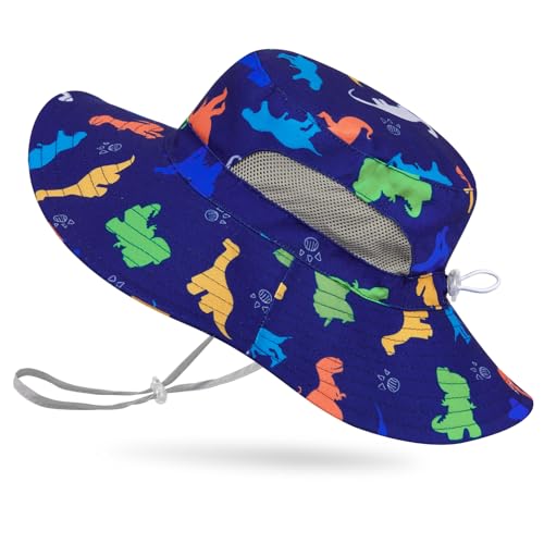 ICOSY Kids Sun Hat, UPF 50+ Girls Beach Hat for Toddler Kids - color: Dark Blue